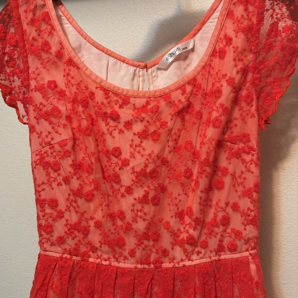 eShakti lace women's dress custom sz 10 cap sleeve mini fit flare keyhole back - Picture 2 of 6